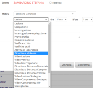 annotazioni sul registro e.